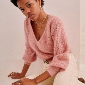 Sezane Rosa Jumper Mohair Knit Sweater Light Rosewood XXS